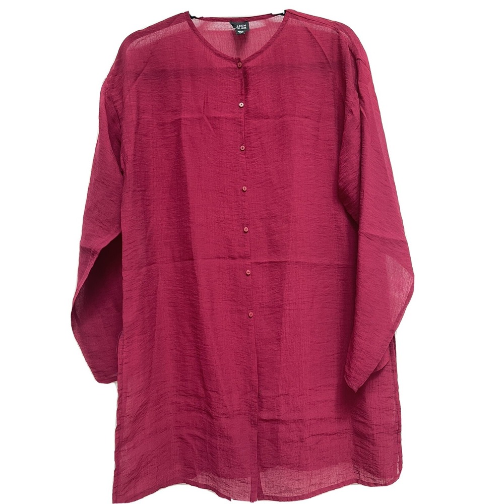 Eileen Fisher Dark Cranberry Red Sheer Tunic Jacket‎ Size XS